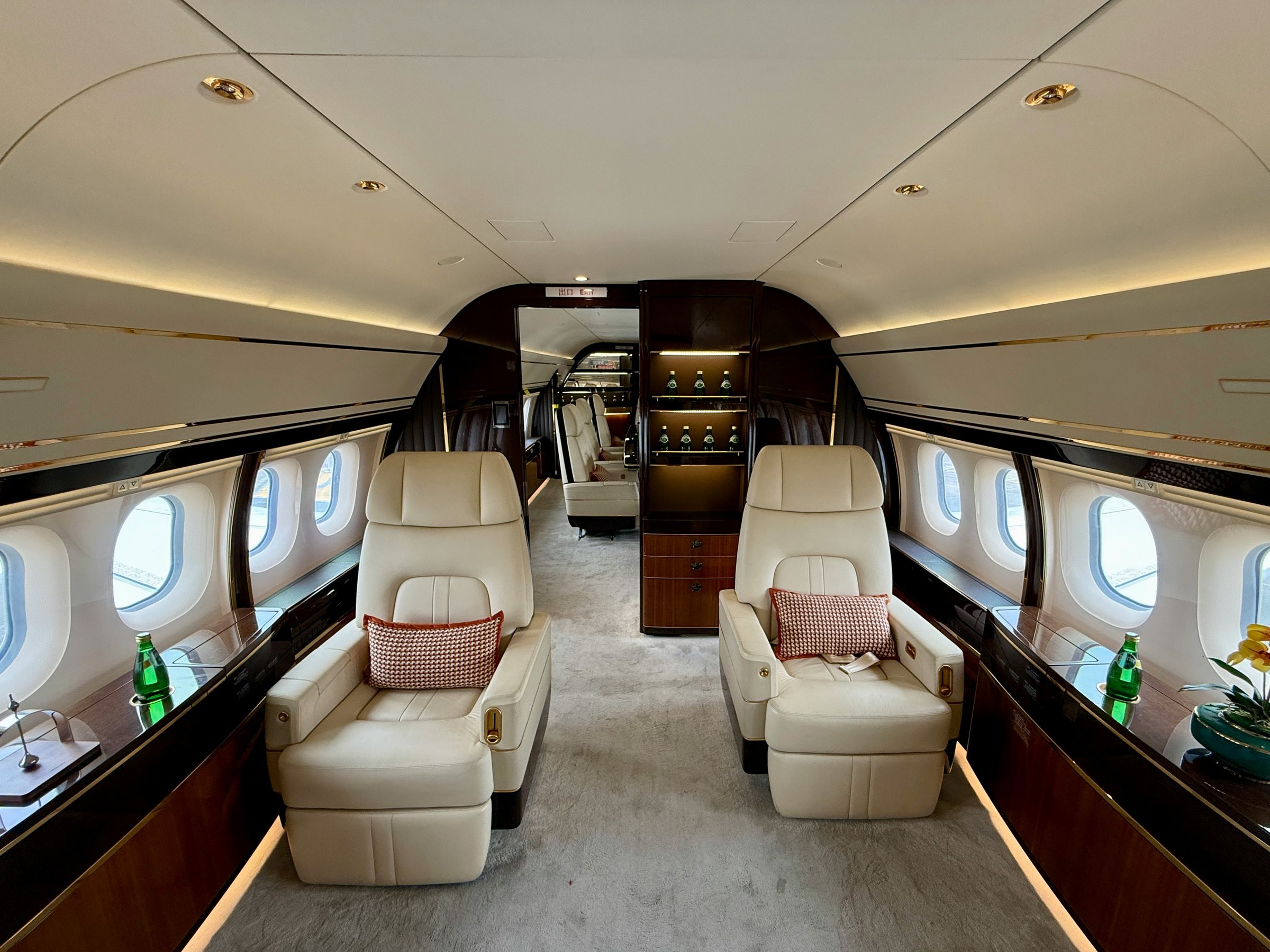 Private jet arrival at golden hour