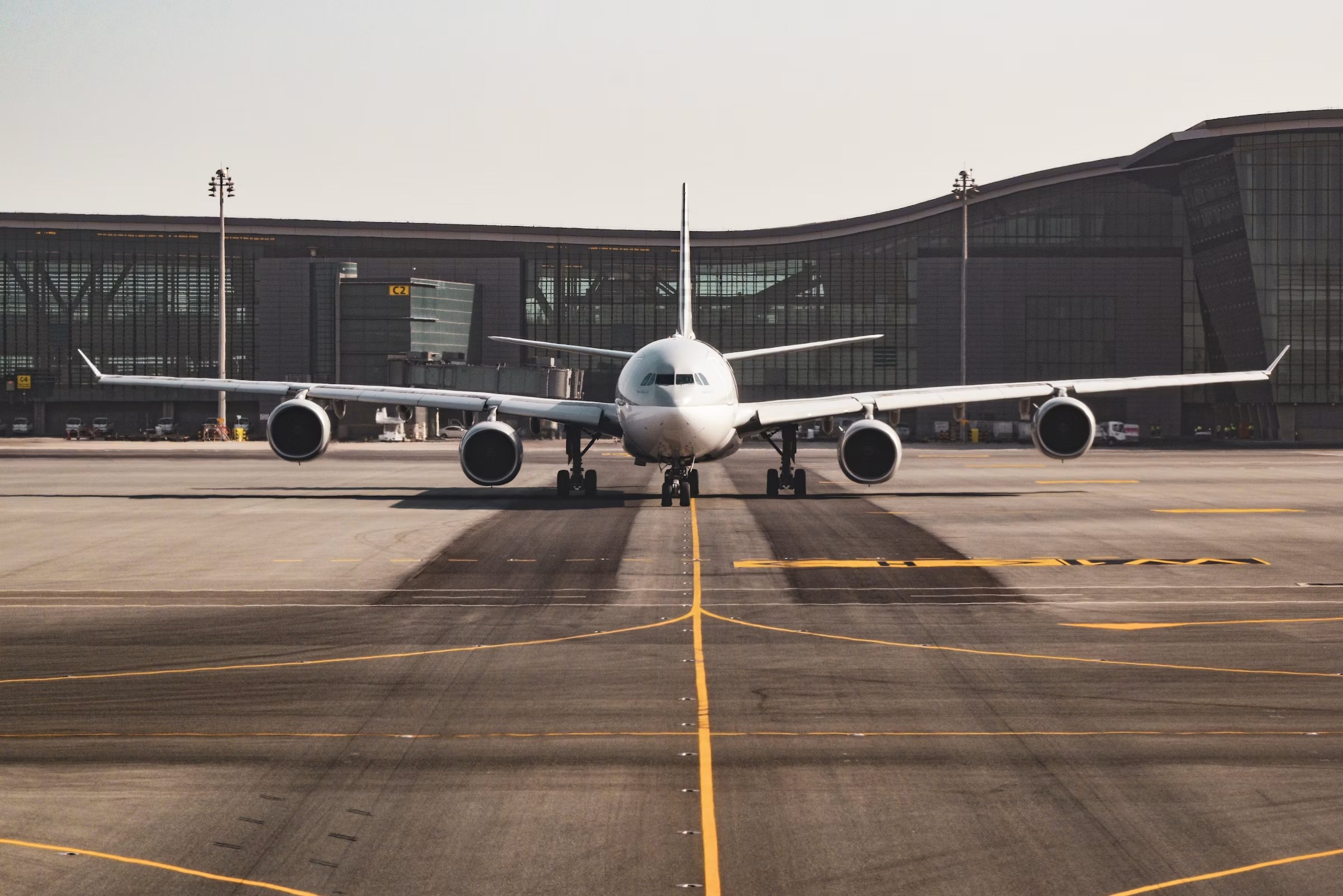 Private aircraft stairs at arrival