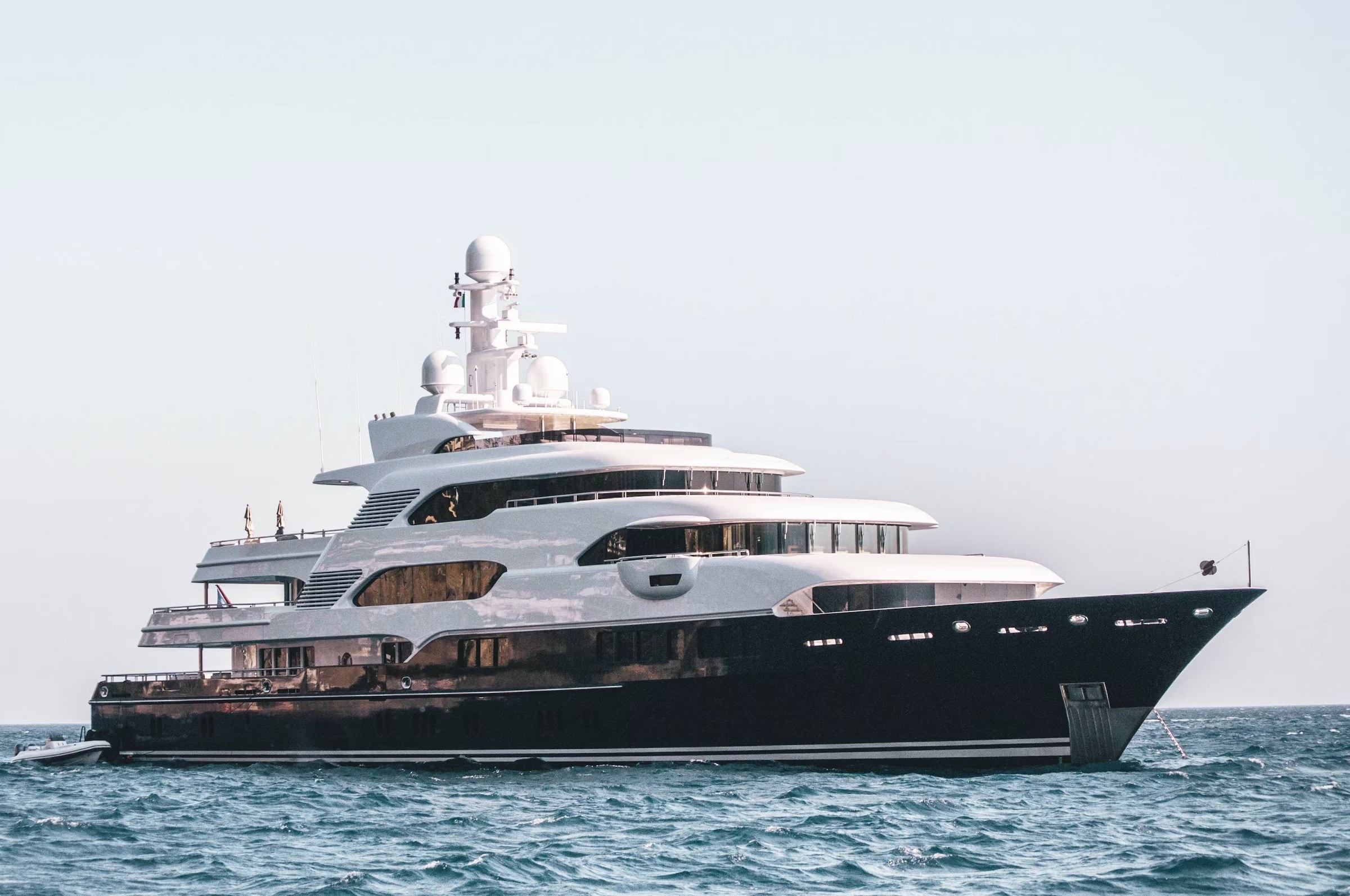 Large motor yacht at sea